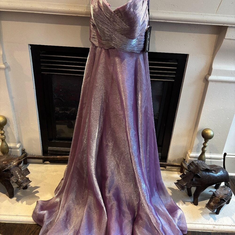 La Femme Lavender and Silver Prom Dress